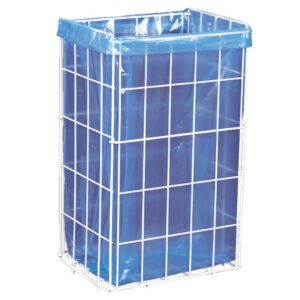 Kosz siatkowy stojący o poj. 47 l, wykonany z prętów powlekanych białym polietylenem