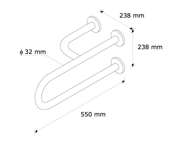 PORĘCZ UMYWALKOWA LEWA 550 MM PORĘCZ UMYWALKOWA LEWA 550 MM
