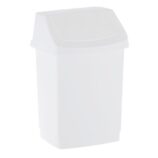 Kosz na odpady z uchylną pokrywą z tworzywa sztucznego o poj. 9 l , kolor BIAŁY