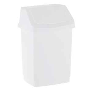 Kosz na odpady z uchylną pokrywą z tworzywa sztucznego o poj. 9 l , kolor BIAŁY