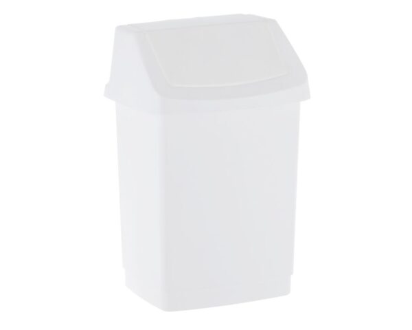 Kosz na odpady z uchylną pokrywą z tworzywa sztucznego o poj. 9 l , kolor BIAŁY Kosz na odpady z uchylną pokrywą z tworzywa sztucznego o poj. 9 l , kolor BIAŁY
