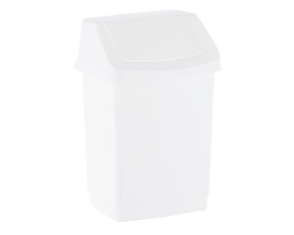 Kosz na odpady z uchylną pokrywą z tworzywa sztucznego o poj. 9 l , kolor BIAŁY Kosz na odpady z uchylną pokrywą z tworzywa sztucznego o poj. 9 l , kolor BIAŁY