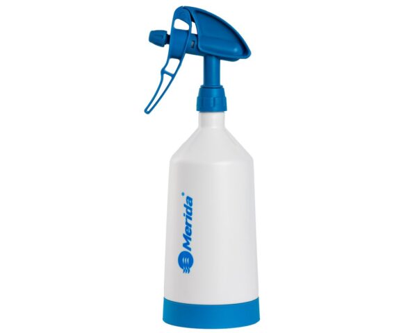 Butelka MERIDA 360° ze spryskiwaczem dwustronnym niebieska 1 l wyskalowana