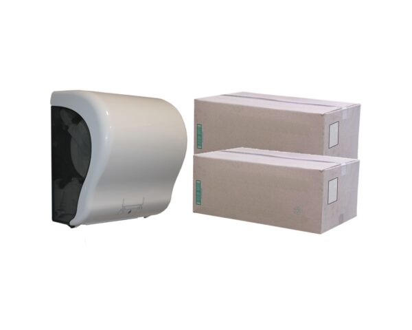 Podajnik ręczników MERIDA LUX CUT za 100 PLN z 2 kartonami ręczników TOP AUTOMATIC