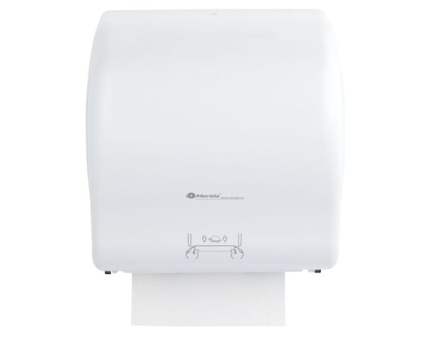 MERIDA LUX CUT mechaniczny podajnik ręczników papierowych w rolach MAXI BIAŁY MERIDA LUX CUT mechaniczny podajnik ręczników papierowych w rolach MAXI BIAŁY