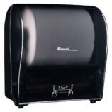 MERIDA SOLID CUT mechaniczny podajnik ręczników papierowych w rolach AUTOMATIC MAXI, front transparentny ciemny - połysk, tył pełen ciemny - połysk