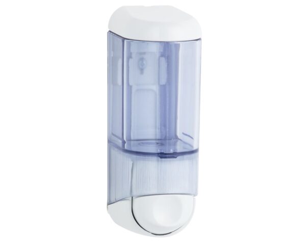 Dozownik mydła w płynie MINI pojemność zbiornika 170 ml, z tworzywa, przezroczysty Dozownik mydła w płynie MINI pojemność zbiornika 170 ml, z tworzywa, przezroczysty