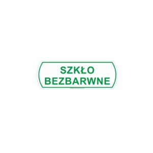 NAKLEJKA NA KOSZE DO SEGREGACJI ODPADÓW "SZKŁO BEZBARWNE", MAŁA, WYMIARY: 10 CM X 3,5 CM