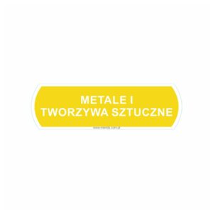 NAKLEJKA NA KOSZ DO SEGREGACJI - METAL TWORZYWA SZTUCZNE, DUŻA, WYMIAR 14,5 X 4,4 CM