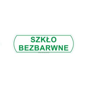 NAKLEJKA NA KOSZE DO SEGREGACJI ODPADÓW "SZKŁO BEZBARWNE", DUŻA, WYMIARY: 14,5 CM X 4,4 CM