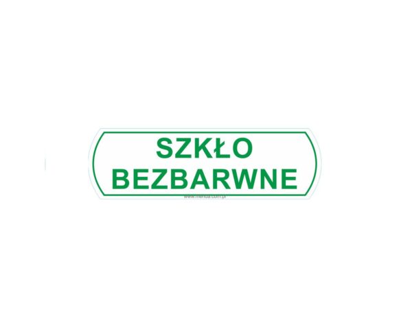 NAKLEJKA NA KOSZE DO SEGREGACJI ODPADÓW "SZKŁO BEZBARWNE", DUŻA, WYMIARY: 14,5 CM X 4,4 CM NAKLEJKA NA KOSZE DO SEGREGACJI ODPADÓW "SZKŁO BEZBARWNE", DUŻA, WYMIARY: 14,5 CM X 4,4 CM
