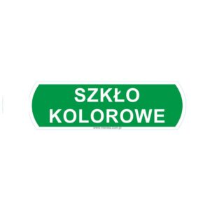 NAKLEJKA NA KOSZE DO SEGREGACJI ODPADÓW "SZKŁO KOLOROWE", DUŻA, WYMIARY: 14,5 CM X 4,4 CM