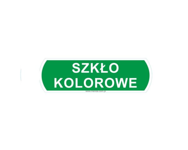 NAKLEJKA NA KOSZE DO SEGREGACJI ODPADÓW "SZKŁO KOLOROWE", DUŻA, WYMIARY: 14,5 CM X 4,4 CM NAKLEJKA NA KOSZE DO SEGREGACJI ODPADÓW "SZKŁO KOLOROWE", DUŻA, WYMIARY: 14,5 CM X 4,4 CM
