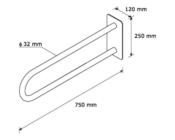 PORĘCZ STAŁA ŁUKOWA 750 MM PORĘCZ STAŁA ŁUKOWA 750 MM