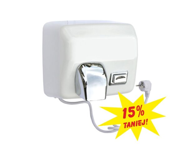 Suszarka do rąk STARFLOW PLUS z przyciskiem, metalowa, BIAŁA Suszarka do rąk STARFLOW PLUS z przyciskiem, metalowa, BIAŁA