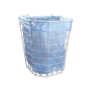 Kosz siatkowy wiszący o pojemności 22 l, wykonany z prętów powlekanych białym polietylenem