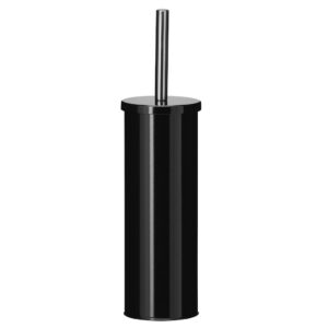 Szczotka WC tuba stojąca z przykrywką, metalowa, czarna (połysk)