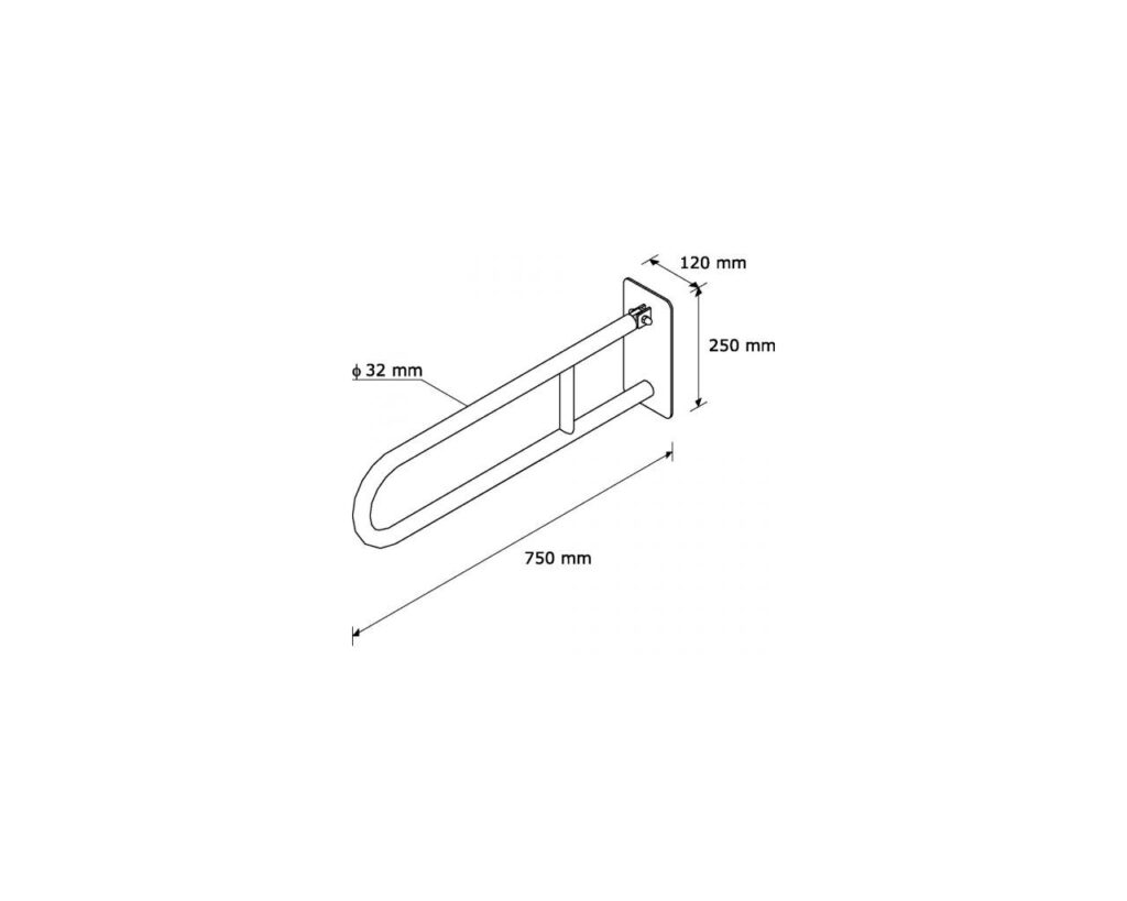 PORĘCZ UCHYLNA ŁUKOWA 750 MM, STAL MATOWA