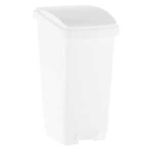 Kosz na odpady otwierany przyciskiem pedałowym z tworzywa sztucznego o poj. 50 l, kolor BIAŁY
