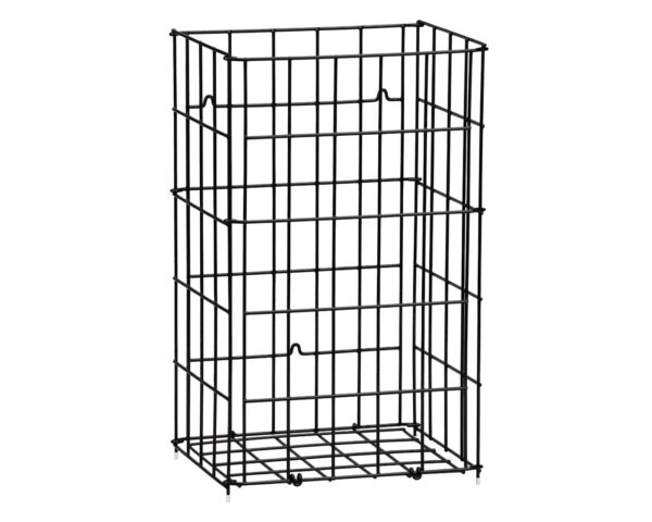 Kosz siatkowy stojący o poj. 47 l, wykonany z prętów powlekanych czarnym polietylenem Kosz siatkowy stojący o poj. 47 l, wykonany z prętów powlekanych czarnym polietylenem