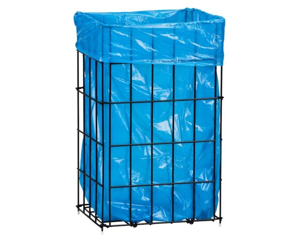 Kosz siatkowy stojący o poj. 47 l, wykonany z prętów powlekanych czarnym polietylenem Kosz siatkowy stojący o poj. 47 l, wykonany z prętów powlekanych czarnym polietylenem