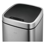 Kosz automatyczny SENSOR, bezdotykowy, kwadratowy, stal matowa 21 l