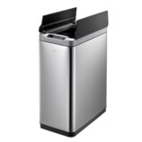 Kosz automatyczny SENSOR, bezdotykowy, prostokątny, pokrywa dwudzielna, stal mat. 45 l