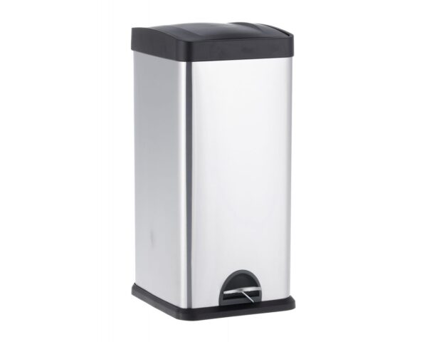 Kosz pedałowy do segregacji odpadów, jednokomorowy, 30 l, stal matowa Kosz pedałowy do segregacji odpadów, jednokomorowy, 30 l, stal matowa