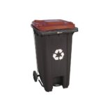 Kosz na odpady SZARY, na kółkach, otwierany przyciskiem pedałowym 120 l, bez pokrywy