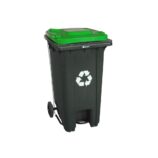 Kosz na odpady SZARY, na kółkach, otwierany przyciskiem pedałowym 120 l, bez pokrywy