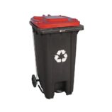 Kosz na odpady SZARY, na kółkach, otwierany przyciskiem pedałowym 240 l, bez pokrywy