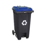 Kosz na odpady SZARY, na kółkach, otwierany przyciskiem pedałowym 240 l, bez pokrywy