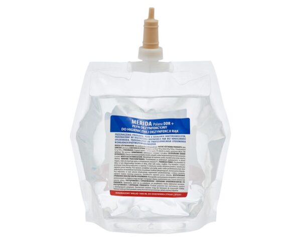 Płyn dezynfekcyjny MERIDA POLANA DDR+ do higienicznej dezynfekcji rąk jednorazowy wkład 1000 ml Płyn dezynfekcyjny MERIDA POLANA DDR+ do higienicznej dezynfekcji rąk jednorazowy wkład 1000 ml