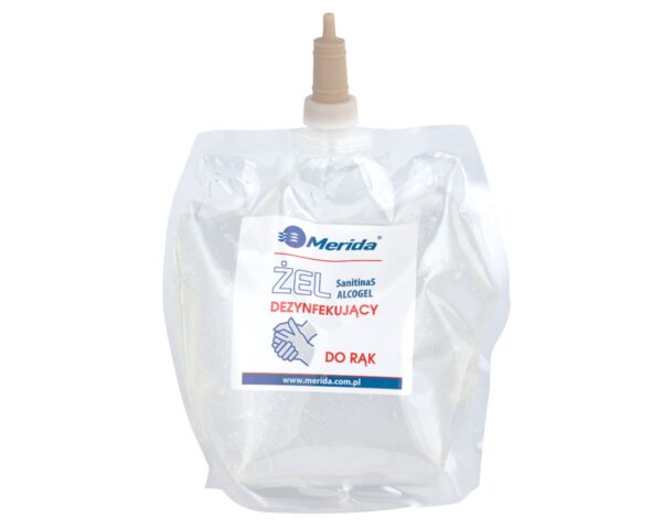 Żel dezynfekujący o zapachu róży MERIDA do higienicznej dezynfekcji rąk jednorazowy wkład 1000 ml Żel dezynfekujący o zapachu róży MERIDA do higienicznej dezynfekcji rąk jednorazowy wkład 1000 ml