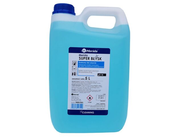 MERIDA SUPER BŁYSK płyn do czyszczenia powierzchni wodoodpornych, kanister 5 l MERIDA SUPER BŁYSK płyn do czyszczenia powierzchni wodoodpornych, kanister 5 l