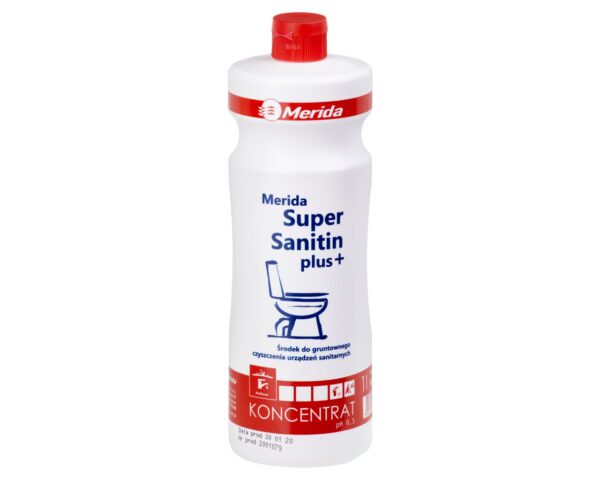 MERIDA SUPER SANITIN PLUS środek do gruntownego czyszczenia urządzeń sanitarnych, butelka 1 l MERIDA SUPER SANITIN PLUS środek do gruntownego czyszczenia urządzeń sanitarnych, butelka 1 l