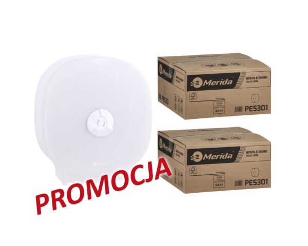 Pojemnik na cztery rolki papieru toaletowego bez gilzy MERIDA HARMONY za 75 zł netto przy zakupie 2 kartonów papiery toaletowego MERIDA ECONOMY (36 x 125 m = 4500 m, 18 000 listków) Pojemnik na cztery rolki papieru toaletowego bez gilzy MERIDA HARMONY za 75 zł netto przy zakupie 2 kartonów papiery toaletowego MERIDA ECONOMY (36 x 125 m = 4500 m, 18 000 listków)