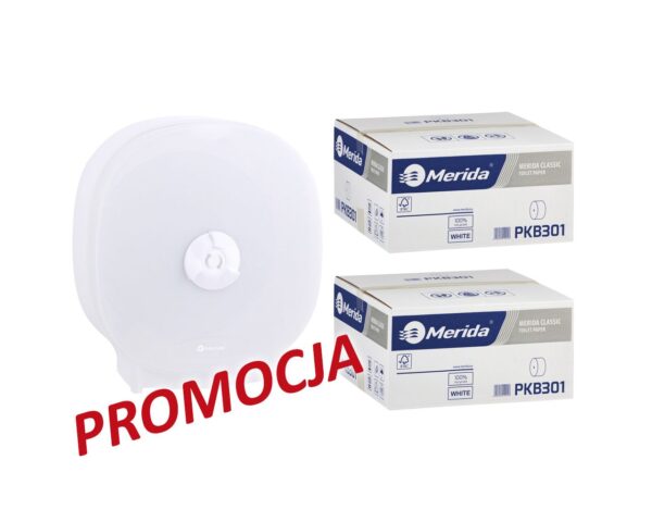 Pojemnik na cztery rolki papieru toaletowego bez gilzy MERIDA HARMONY za 75 zł netto przy zakupie 2 kartonów papiery toaletowego MERIDA CLASSIC (36 x 125 m = 4500 m, 18 000 listków) Pojemnik na cztery rolki papieru toaletowego bez gilzy MERIDA HARMONY za 75 zł netto przy zakupie 2 kartonów papiery toaletowego MERIDA CLASSIC (36 x 125 m = 4500 m, 18 000 listków)