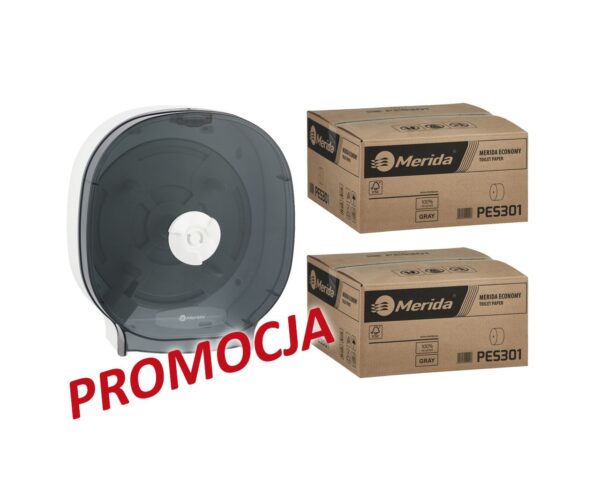 Pojemnik na cztery rolki papieru toaletowego bez gilzy MERIDA ONE biały za 75 zł netto przy zakupie 2 kartonów papiery toaletowego MERIDA ECONOMY (36 x 125 m = 4500 m, 18 000 listków) Pojemnik na cztery rolki papieru toaletowego bez gilzy MERIDA ONE biały za 75 zł netto przy zakupie 2 kartonów papiery toaletowego MERIDA ECONOMY (36 x 125 m = 4500 m, 18 000 listków)