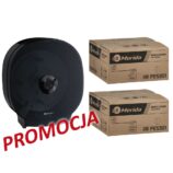 Pojemnik na cztery rolki papieru toaletowego bez gilzy MERIDA ONE czarny za 75 zł netto przy zakupie 2 kartonów papiery toaletowego MERIDA ECONOMY (36 x 125 m = 4500 m, 18 000 listków)