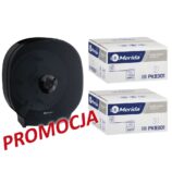 Pojemnik na cztery rolki papieru toaletowego bez gilzy MERIDA ONE czarny za 75 zł netto przy zakupie 2 kartonów papiery toaletowego MERIDA CLASSIC (36 x 125 m = 4500 m, 18 000 listków)