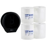 Pojemnik na papier toaletowy MERIDA ONE czarny za 25 zł netto przy zakupie 2 opakowań papieru MERIDA TOP PTB101 (12 x 245 m = 2940 m, 11 760 listków)