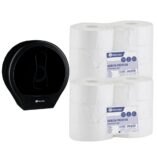 Pojemnik na papier toaletowy MERIDA ONE czarny za 25 zł netto przy zakupie 2 opakowań papieru MERIDA PREMIUM PPB101 (12 x 200 m = 2400 m, 12 000 listków)