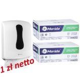 Pojemnik na ręczniki składane MERIDA ONE biały za 1 zł netto przy zakupie 2 kartonów ręczników MERIDA OPTIMUM SLIM VOB202 (2 x 4200 = 8 400 listków)