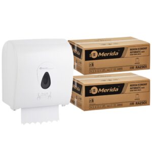 Mechaniczny podajnik ręczników MERIDA TOP szary za 75 zł netto przy zakupie 2 kartonów ręczników MERIDA ECONOMY AUTOMATIC RAZ301 (12 x 250 m = 3 000 m, 12 500 listków)