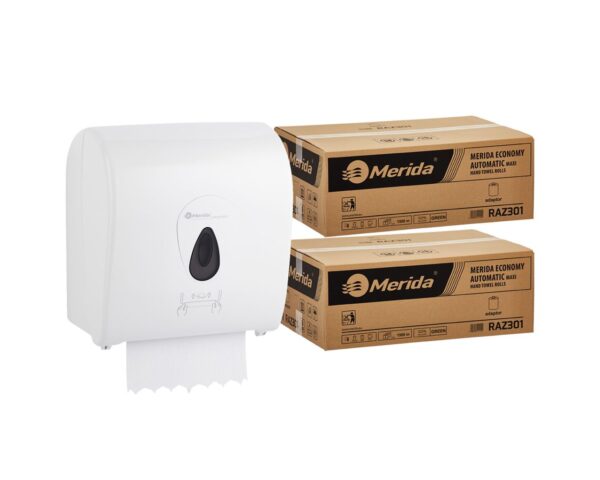 Mechaniczny podajnik ręczników MERIDA TOP szary za 75 zł netto przy zakupie 2 kartonów ręczników MERIDA ECONOMY AUTOMATIC RAZ301 (12 x 250 m = 3 000 m, 12 500 listków) Mechaniczny podajnik ręczników MERIDA TOP szary za 75 zł netto przy zakupie 2 kartonów ręczników MERIDA ECONOMY AUTOMATIC RAZ301 (12 x 250 m = 3 000 m, 12 500 listków)