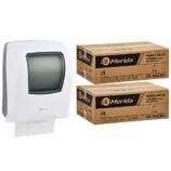 Mechaniczny podajnik ręczników MERIDA ONE biały za 75 zł netto przy zakupie 2 kartonów ręczników MERIDA ECONOMY AUTOMATIC RAZ301 (12 x 250 m = 3 000 m, 11 760 listków)