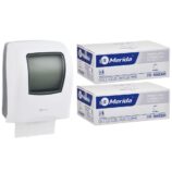 Mechaniczny podajnik ręczników MERIDA ONE biały za 75 zł netto przy zakupie 2 kartonów ręczników MERIDA CLASSIC AUTOMATIC RAB301 (12 x 250 m = 3 000 m, 11 760 listków)