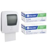 Automatyczny bezdotykowy podajnik ręczników MERIDA ONE biały za 175 zł netto przy zakupie 2 kartonów ręczników MERIDA OPTIMUM AUTOMATIC RAB302 (12 x 250 m = 3 000 m, 11 760 listków)