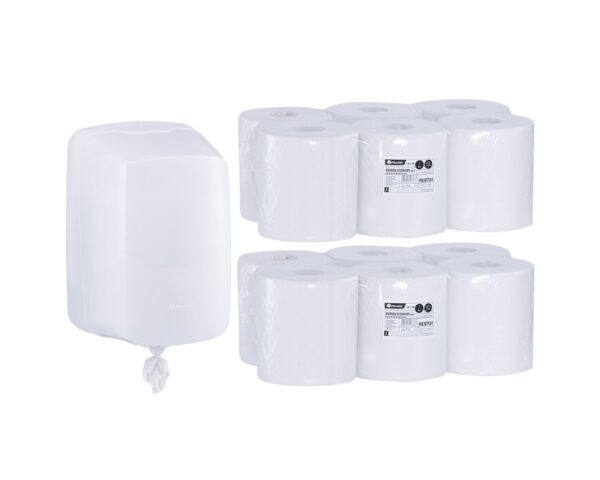 Pojemnik na ręczniki w roli MERIDA HARMONY za 25 zł netto przy zakupie 2 opakowań ręczników w roli MERIDA ECONOMY CENTER PULL MAXI REB701 (12 x 320 m = 3 840 m)